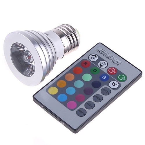 Bec LED colorat RGB cu telecomanda